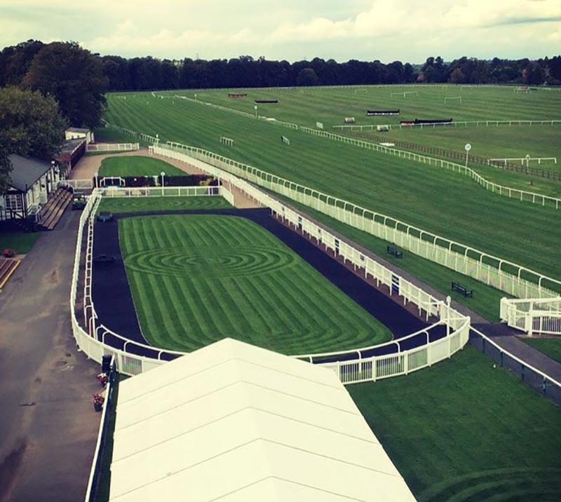 View of the parade ring at Worcester Racecourse.