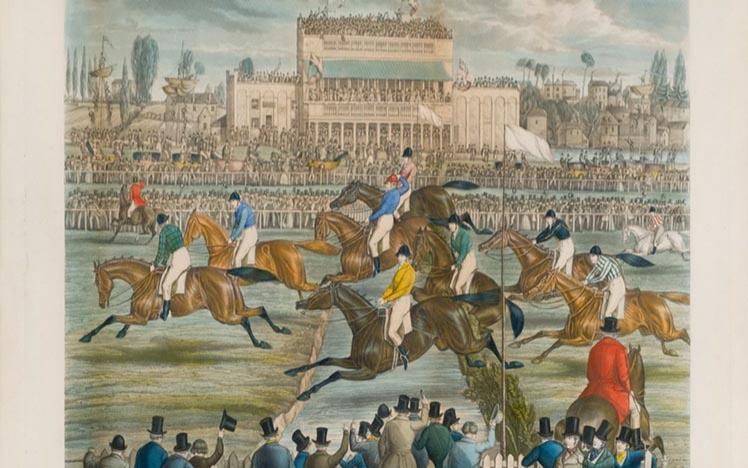 An artistic impression of a horse race